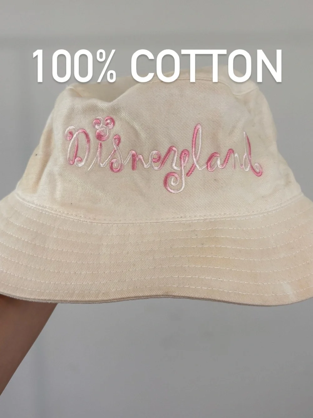 Disney Princess Kids Cream Bucket Hat with Pink Embroidery | 100% cotton